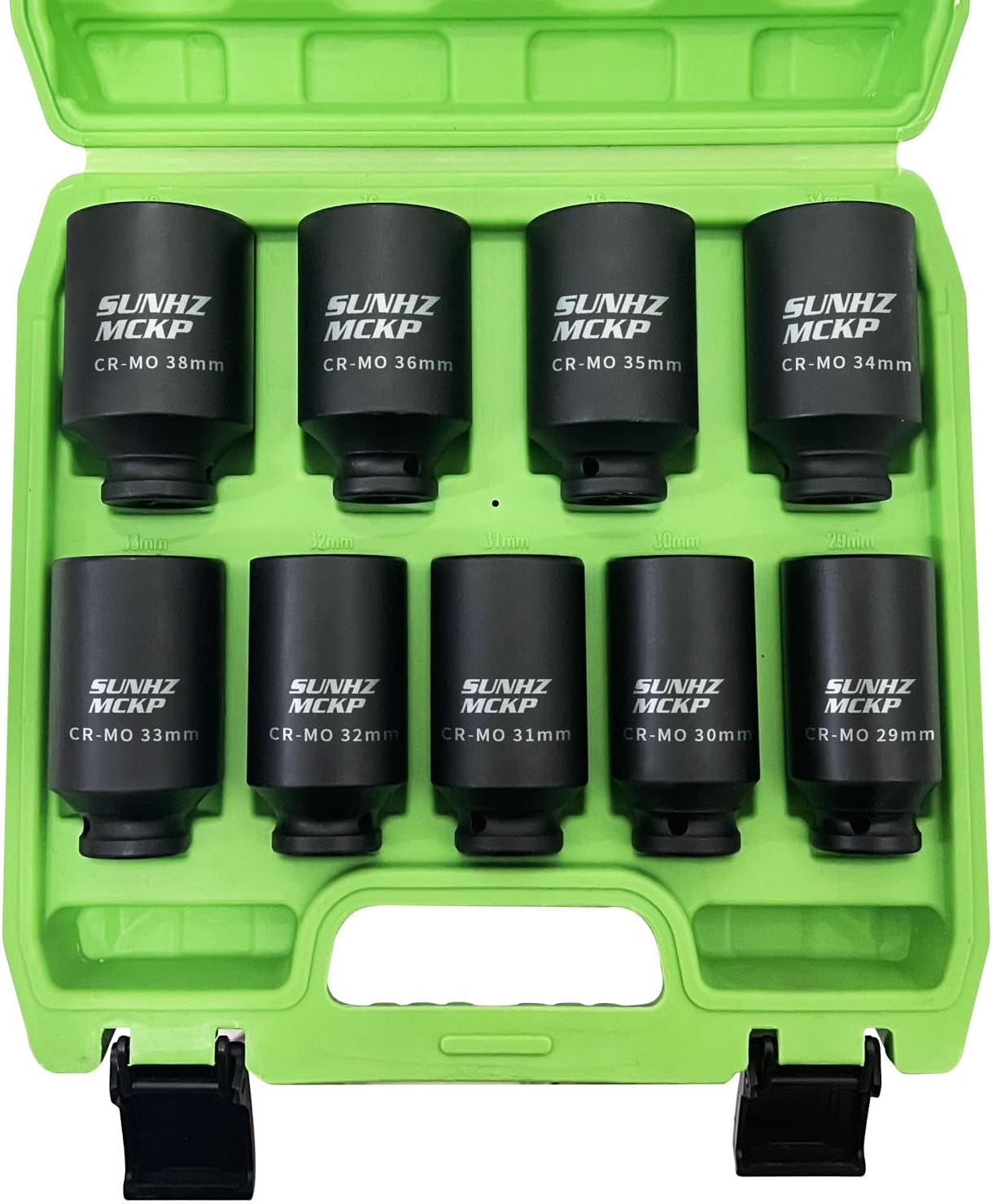 SUNKPMCKP 1/2" Drive Deep 6-Point Impact Socket Set, 9-Piece METRIC Spindle Axle...