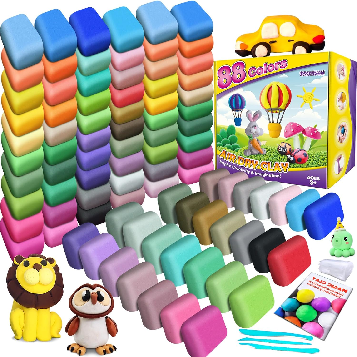 ESSENSON Air Dry Clay 88 Colors, Modelling Clay for Kids, DIY Molding Magic Clay...