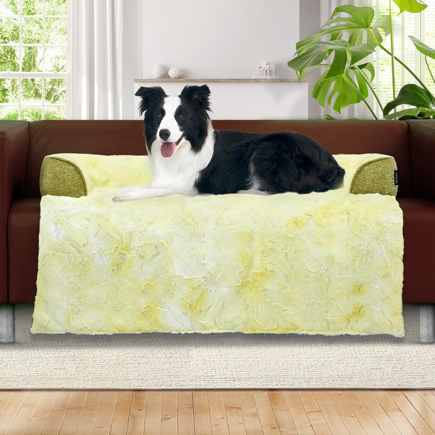 Dog Couch Bed for Large Dogs Tie-dye Lime Green Me...