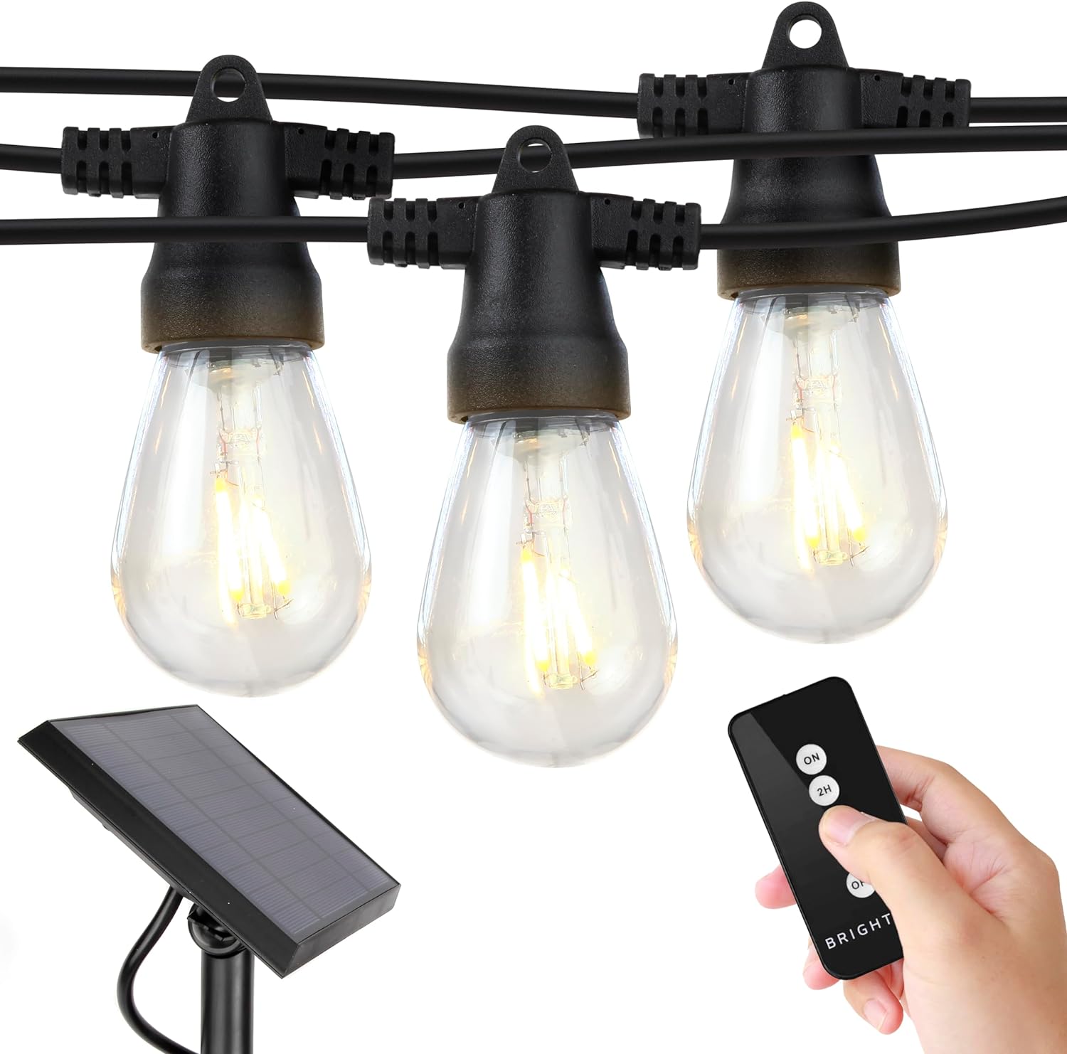 Brightech Ambience Pro Solar Powered Outdoor String Lights, 27ft Remote Control...