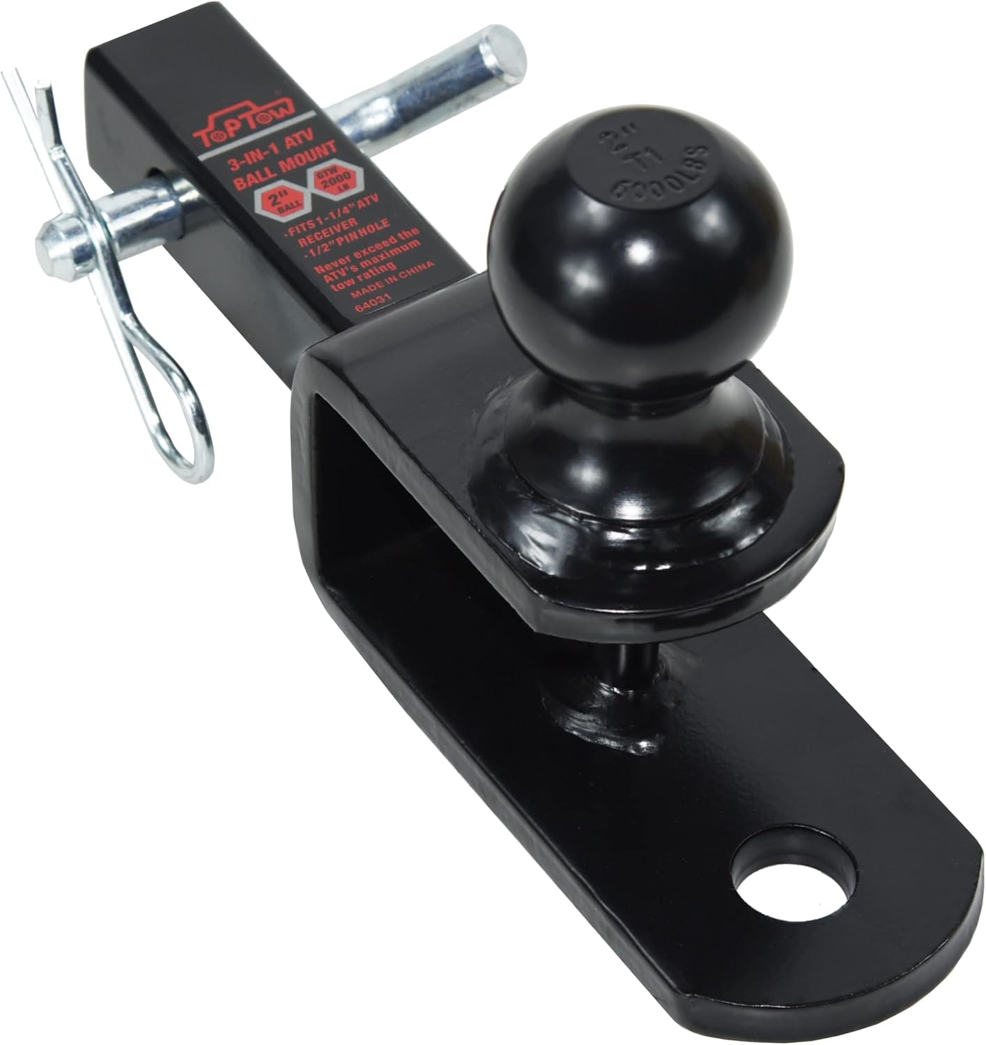 TOPTOW ATV/UTV Trailer Hitch Towing Ball Mounts , 2-Inch Ball, Clevis Pin , Fits...