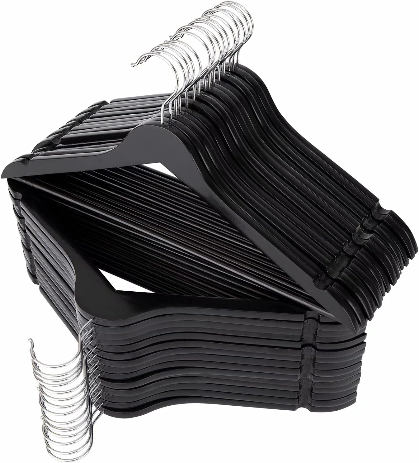 ELONG HOME Solid Wooden Hangers 30 Pack, Wood Suit Hangers with Extra Smooth Fin...