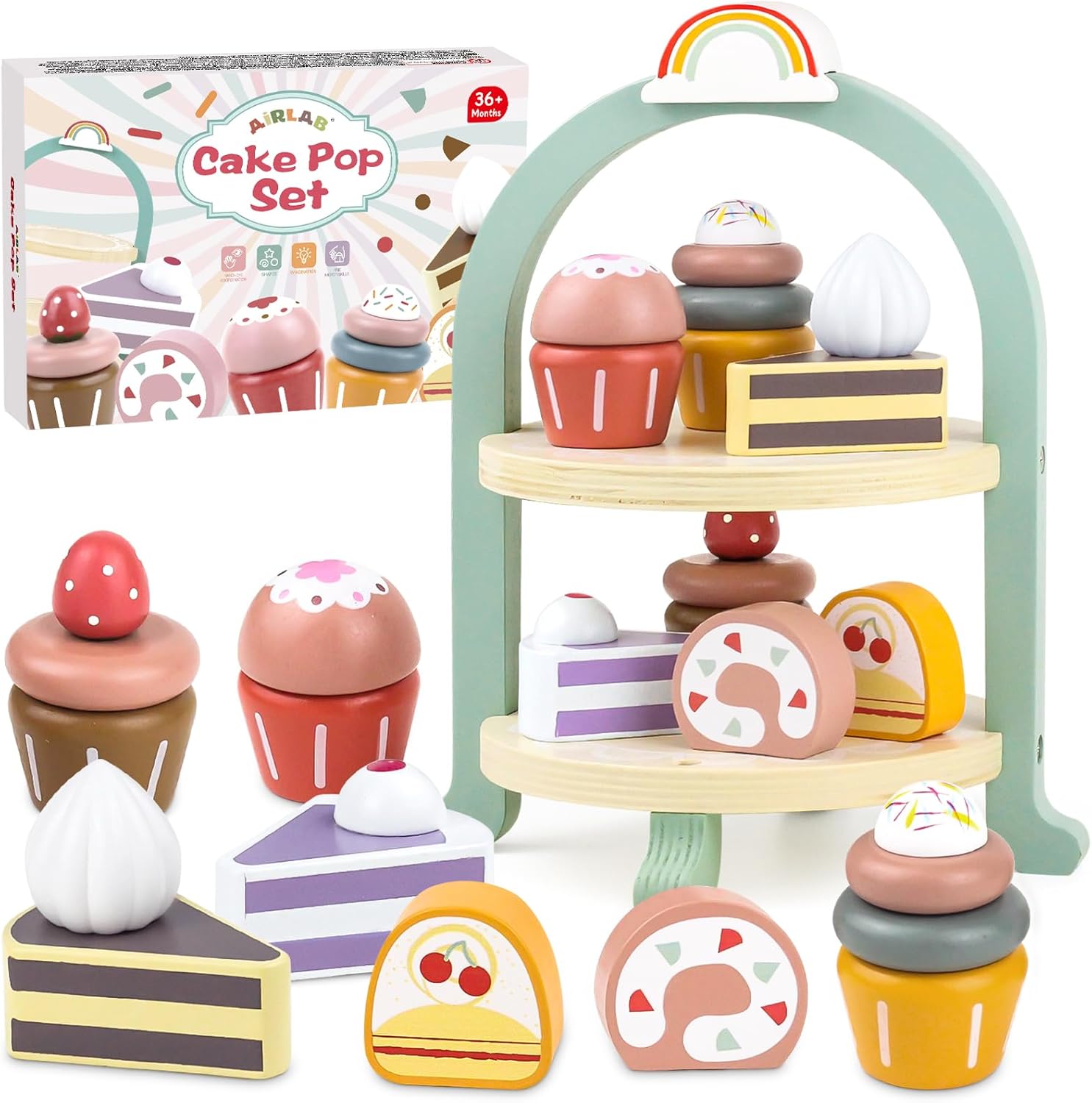 Wooden Toys Airlab, Special Wooden Birthday Cake Toy, Unique Wooden Tea Set for...