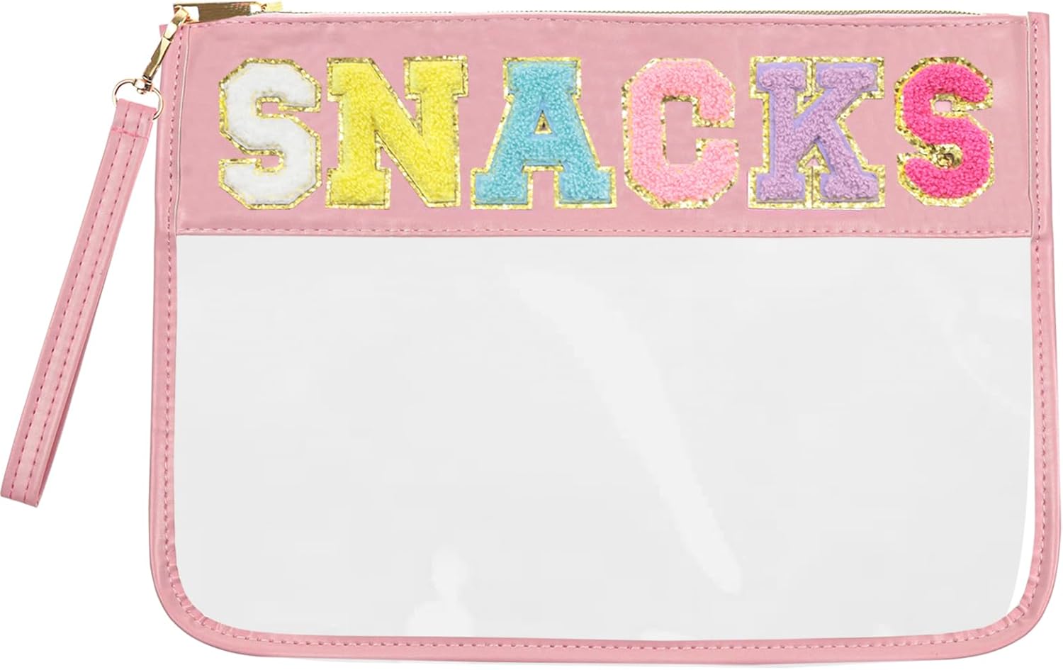 Snack Bags Clear Pouch Travel Makeup Bag Chenille Letter Bags for Zipper Pouch C...