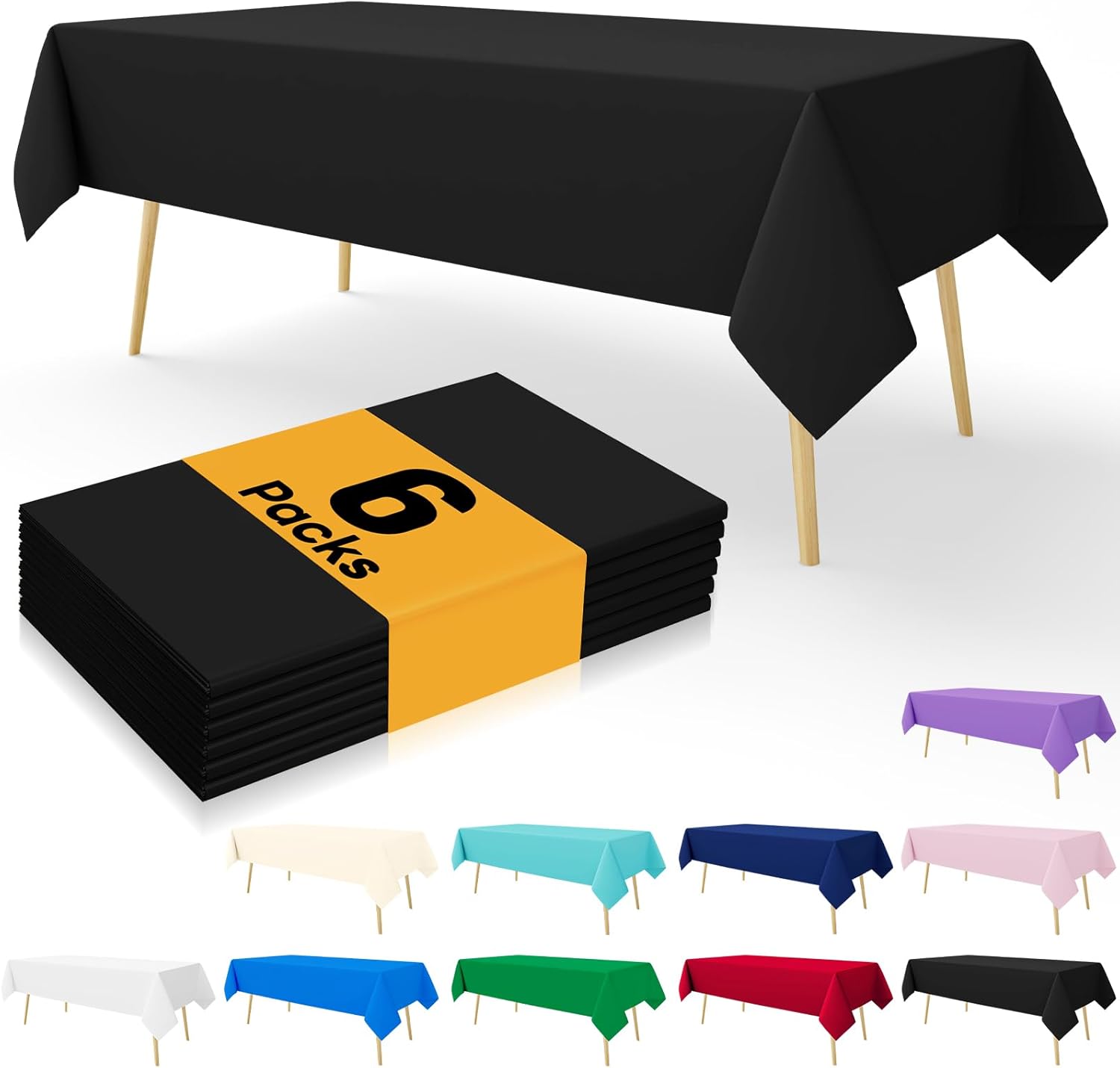 smiry Disposable Table Cloth - 6 Pack, 54 x 108 In...