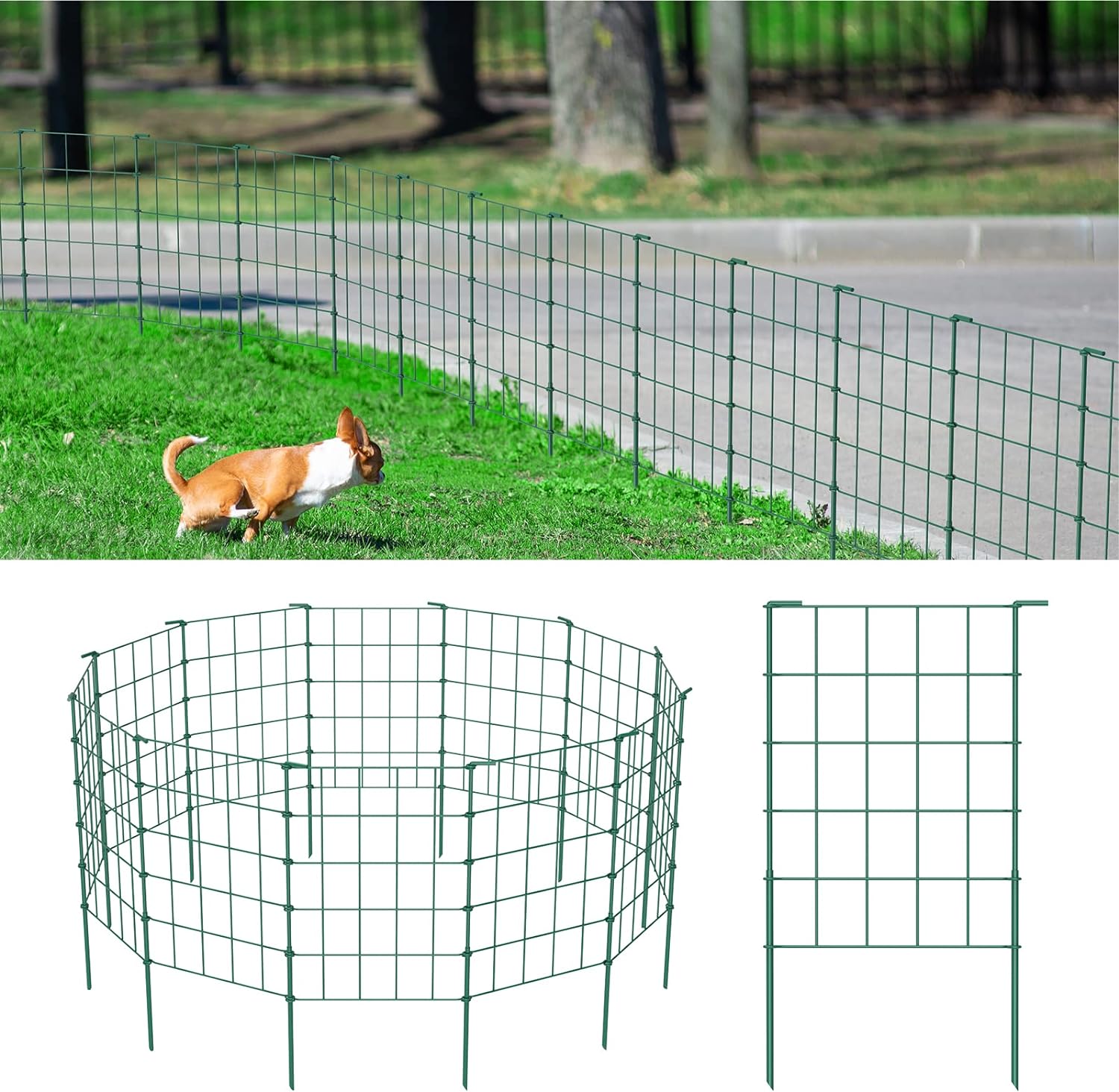 OUSHENG 20ft Green Garden Fence, Special Easy Assembly Fencing for Dog, Innovati...