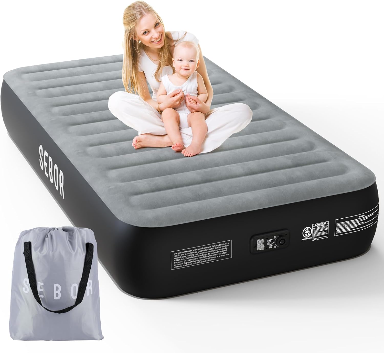 X-Long Twin Air Mattress with Built in Pump, Height 13" Durable Queen Airbed, Su...