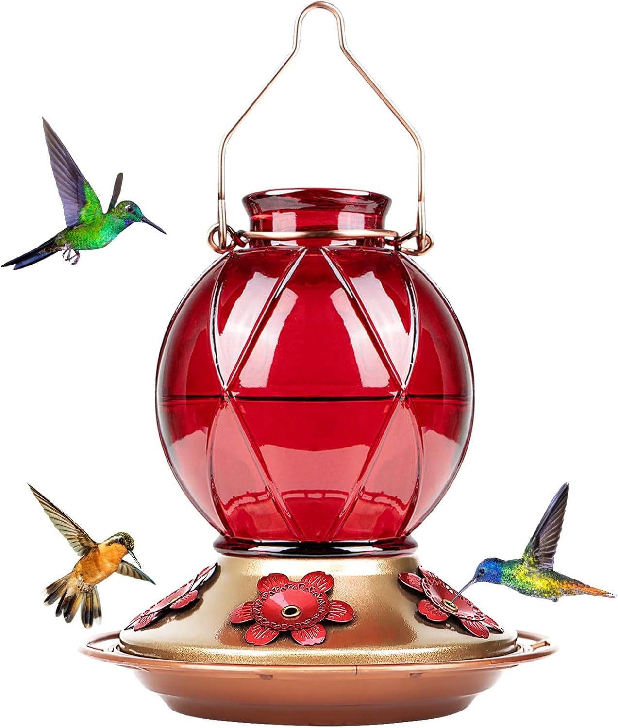 BOLITE Hummingbird Feeder, Glass Hummingbird Feeder for Outdoors, Meshy Texture...
