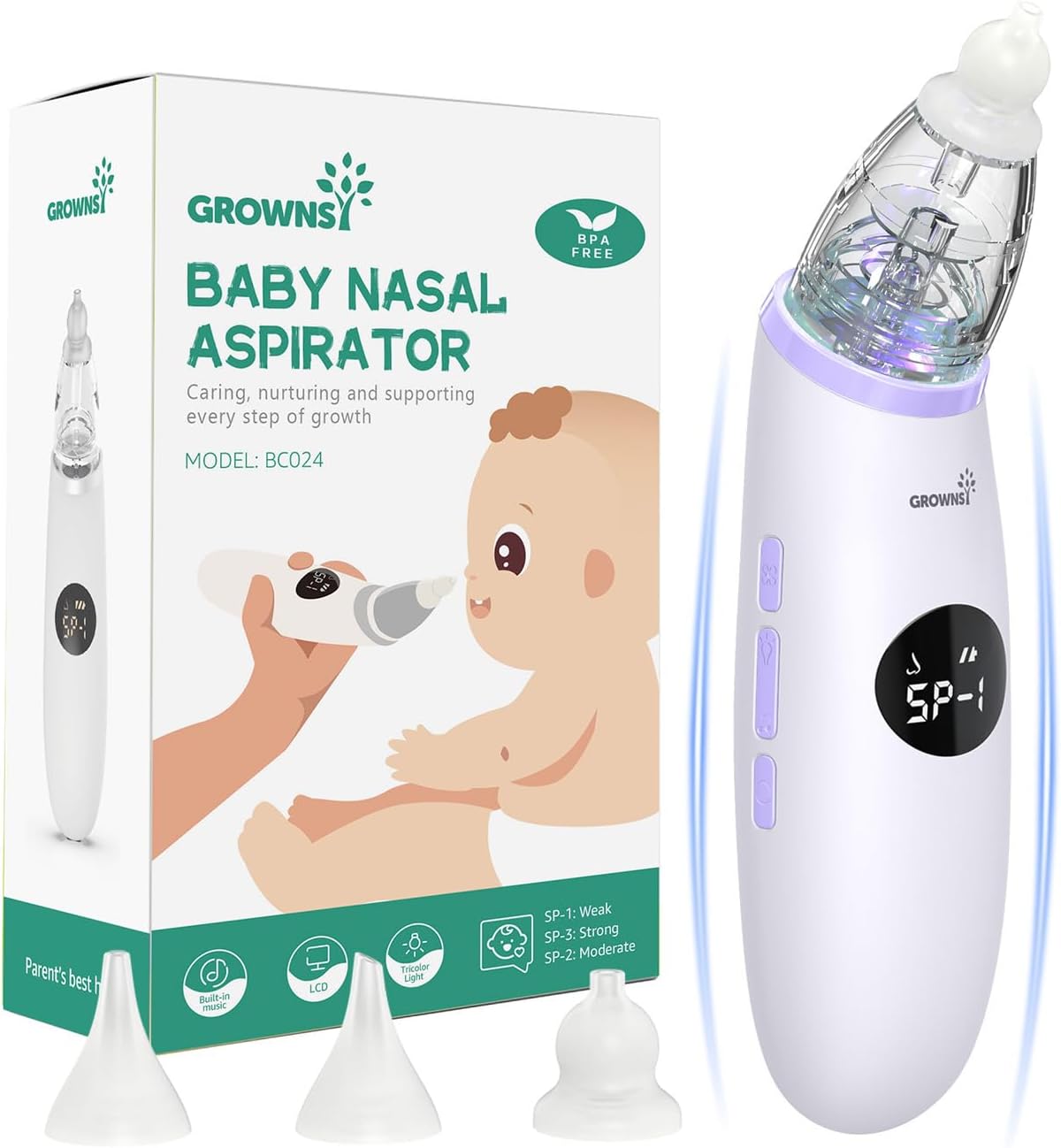 GROWNSY Nasal Aspirator for Baby | Baby Nose Sucker | Electric Nose Suction for...