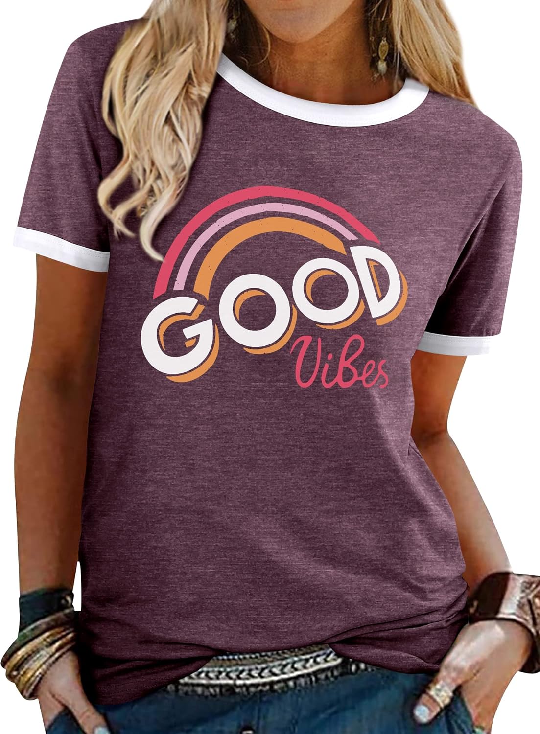 Trendy WIEIYM Women's T-Shirts, Stylish Short Sleeve Round Neck Tee, Unique Rain...