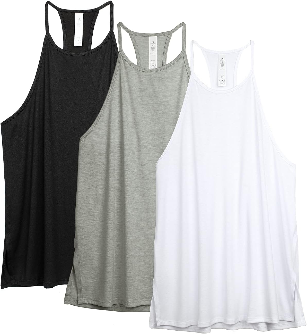 icyzone Women's 3 Pack Workout Tank Tops Halter Neck Vest Tops Running Muscle Ta...