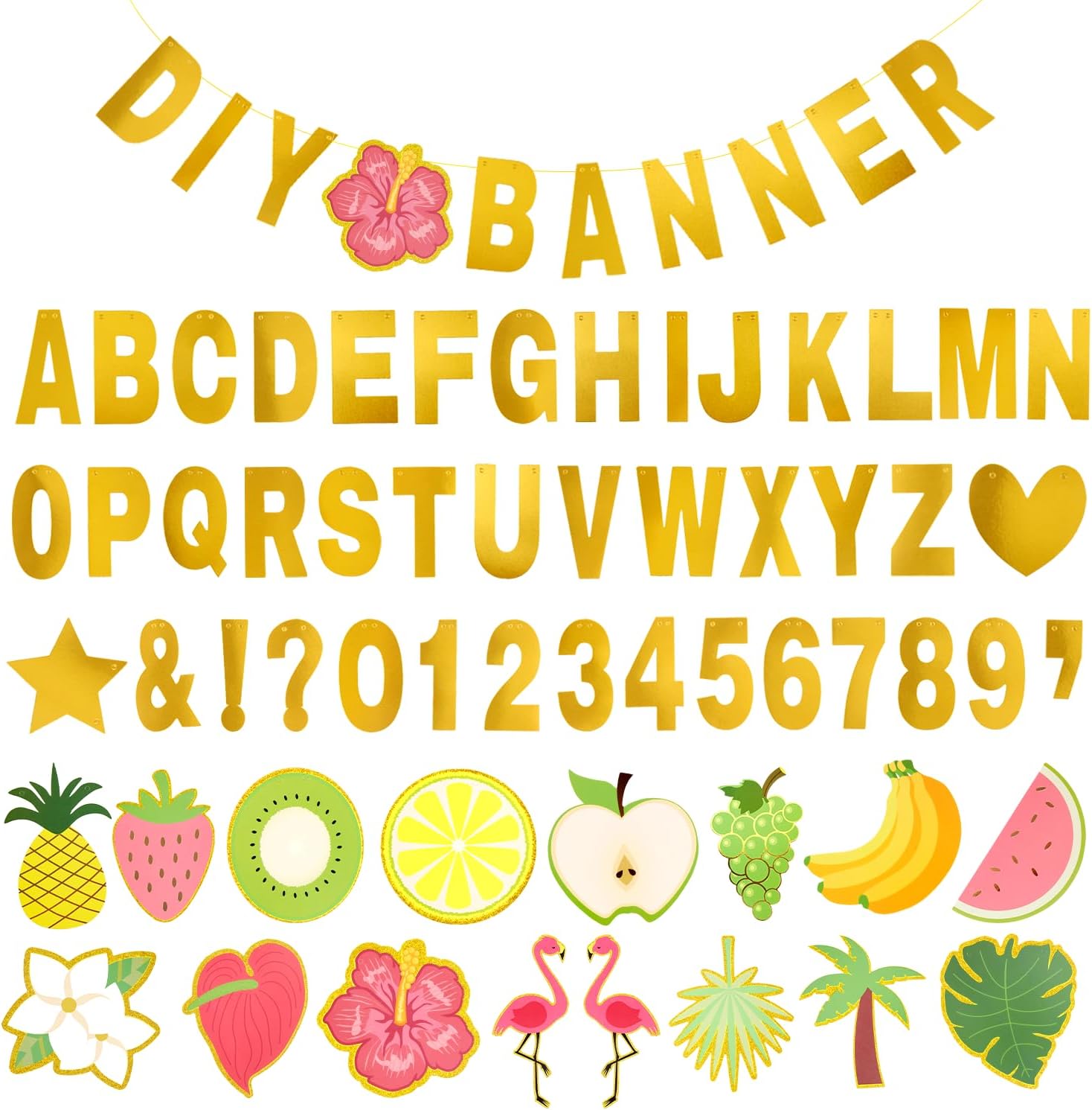 SUNBEAUTY DIY Letters Banner Personalised Tropical Banner Custom Letters Symbols...