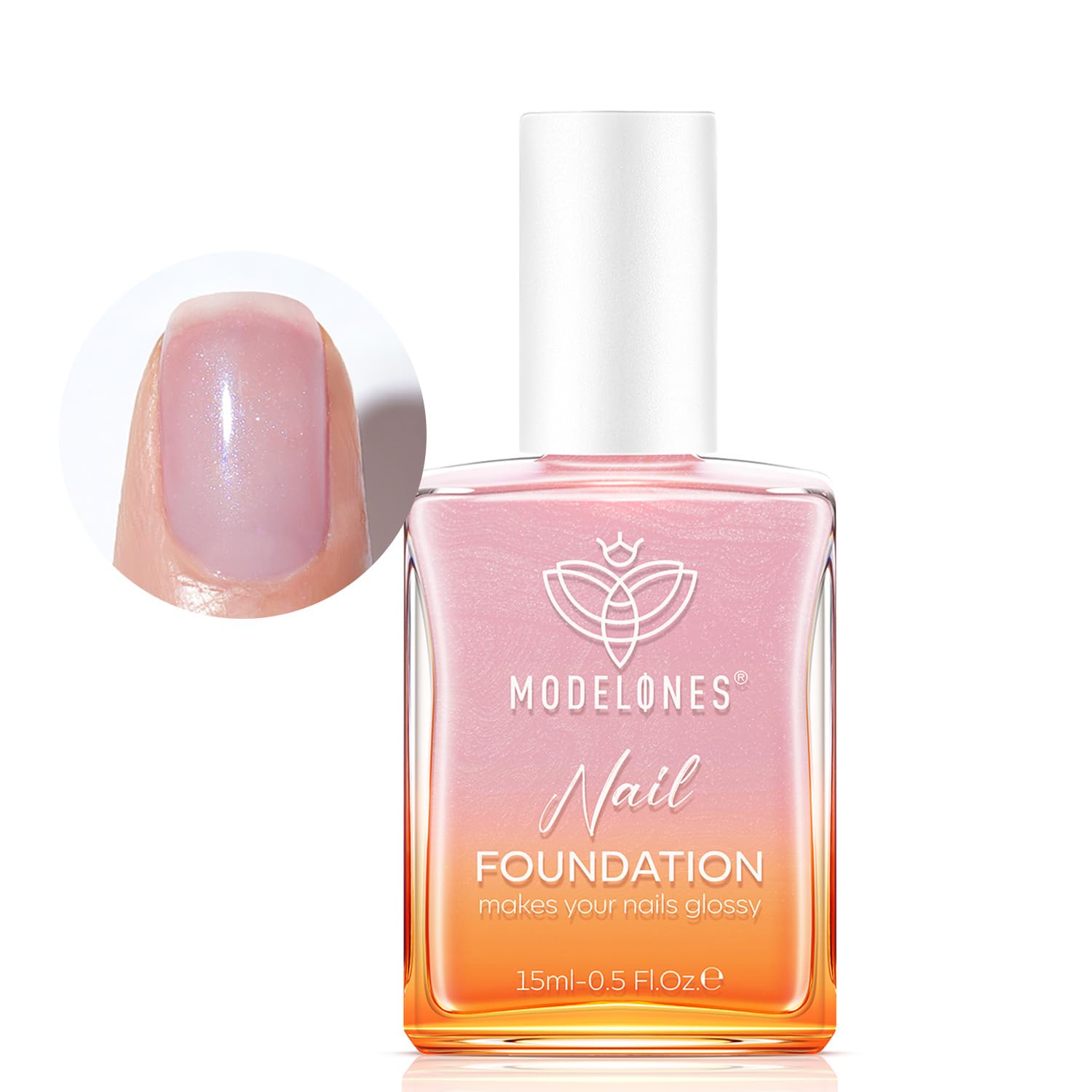 modelones Sparkle Pink Nail Polish, Special Natural Concealer Foundation Polish,...