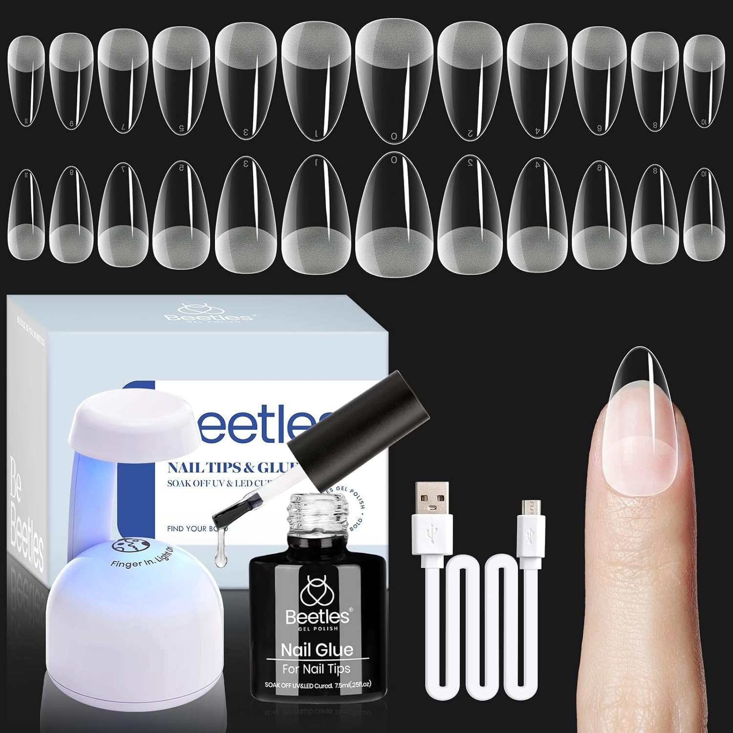 Beetles Gel Nail Kit Almond: 504Pcs Beetles Gel Na...