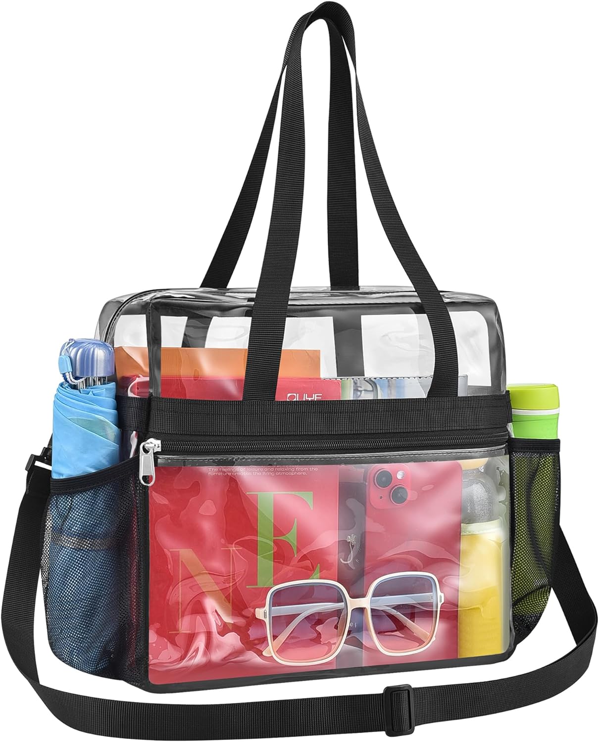 Paxiland Clear Bag for Stadium Events 12x6x12, Clear Tote Bag with Reinforced St...
