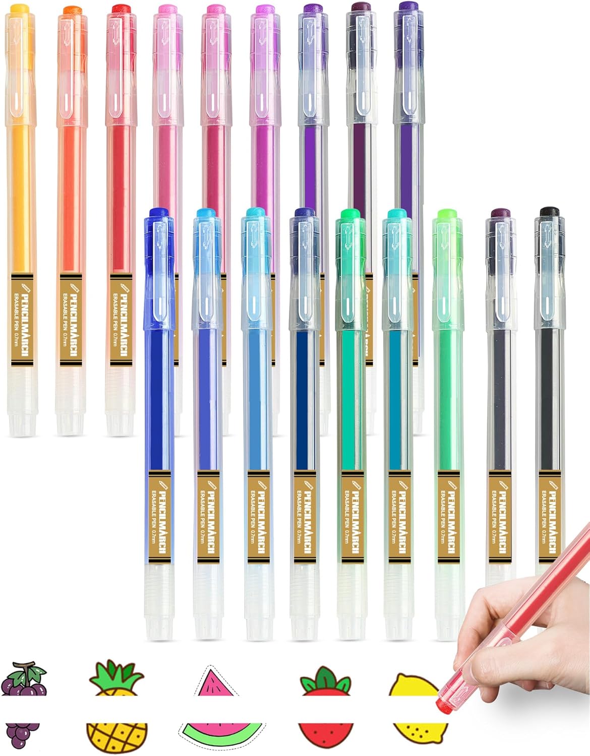 Ezigoo 18Pcs Erasable Pens Coloured, Eraser Pen Rub Out Pens 0.7mm, Erasable Gel...