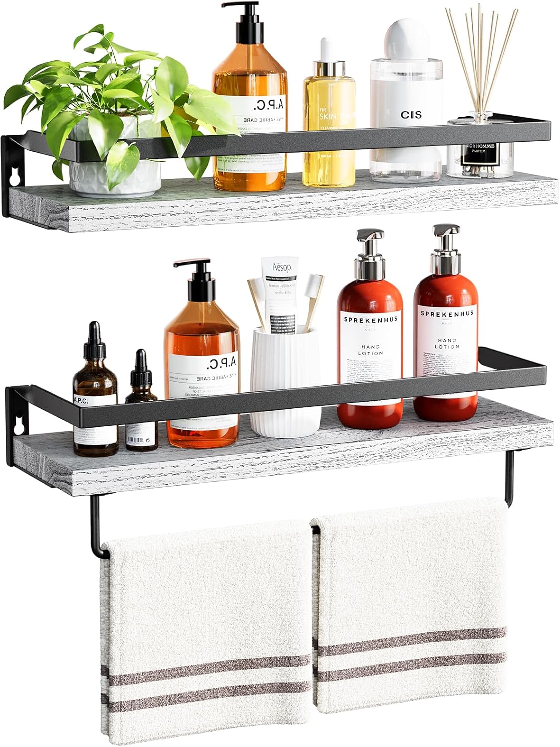 AMADA HOMEFURNISHING Wall Shelves, Floating Shelves for Bathroom, Kitchen, Bedro...