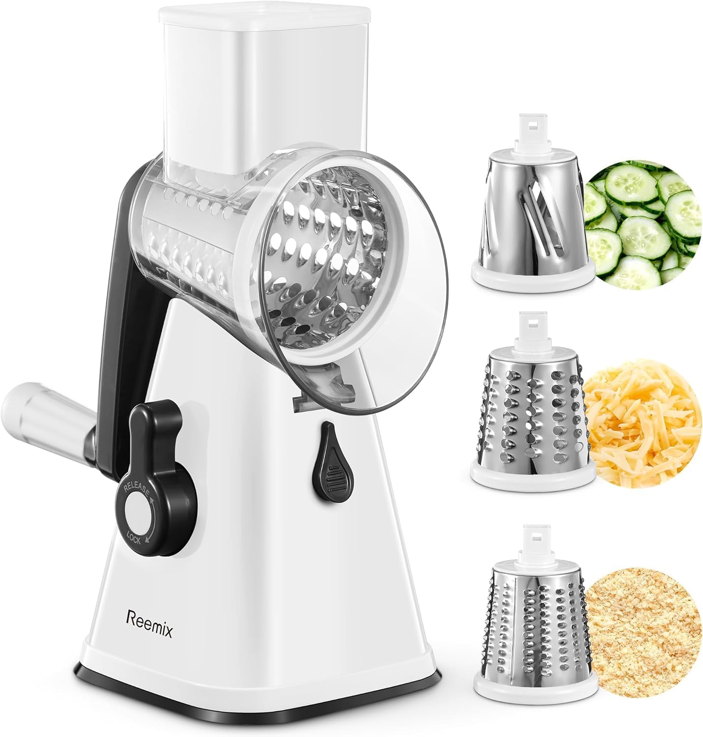 Reemix Rotary Cheese Grater, Special Rotary Vegetable Slicer, High-Quality Rotar...