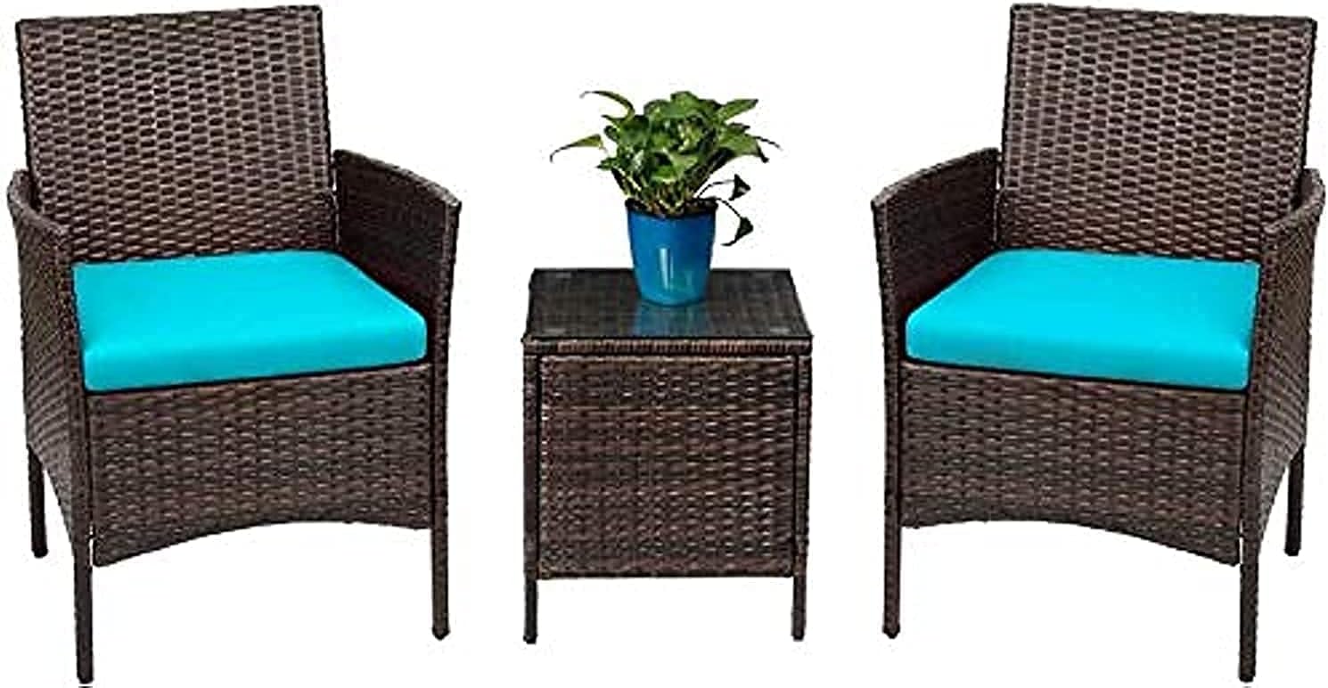 Devoko Patio Porch Furniture Sets 3 Pieces PE Ratt...