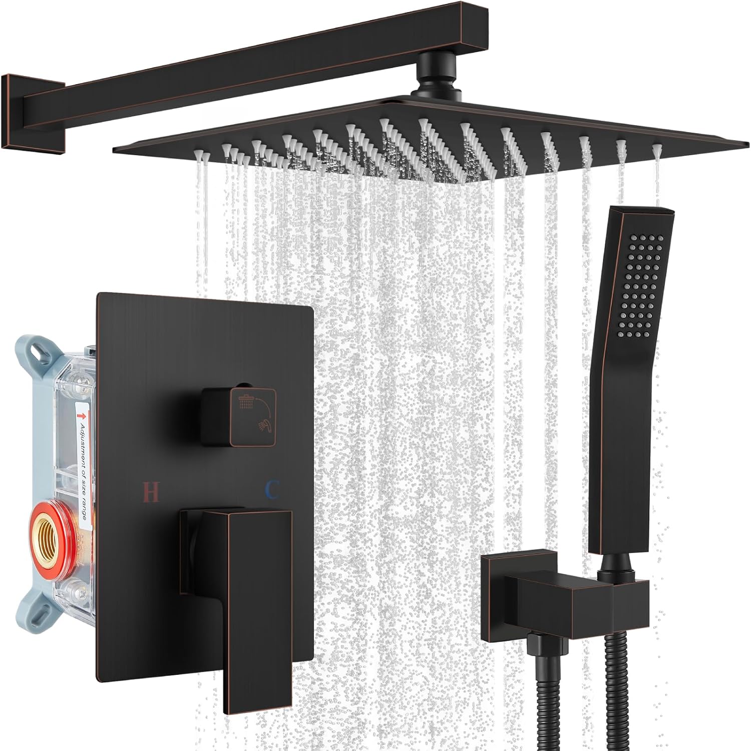 gotonovo Rainfall Bathroom Shower System Rain Shower Head and Handle Set Wall Mo...