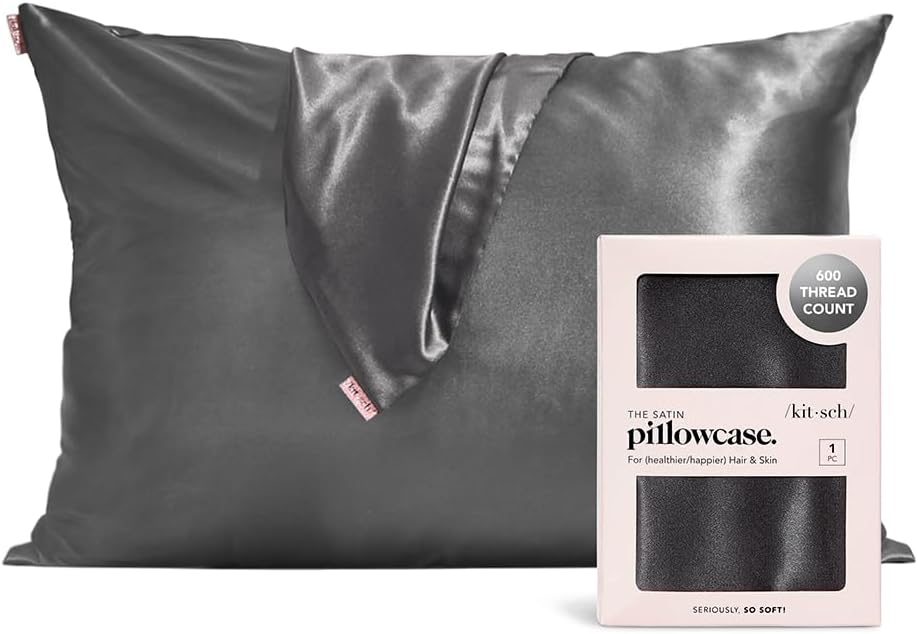 Kitsch Satin Pillowcase with Zipper for Hair & Skin, Softer Than Silk Pillow Cas...