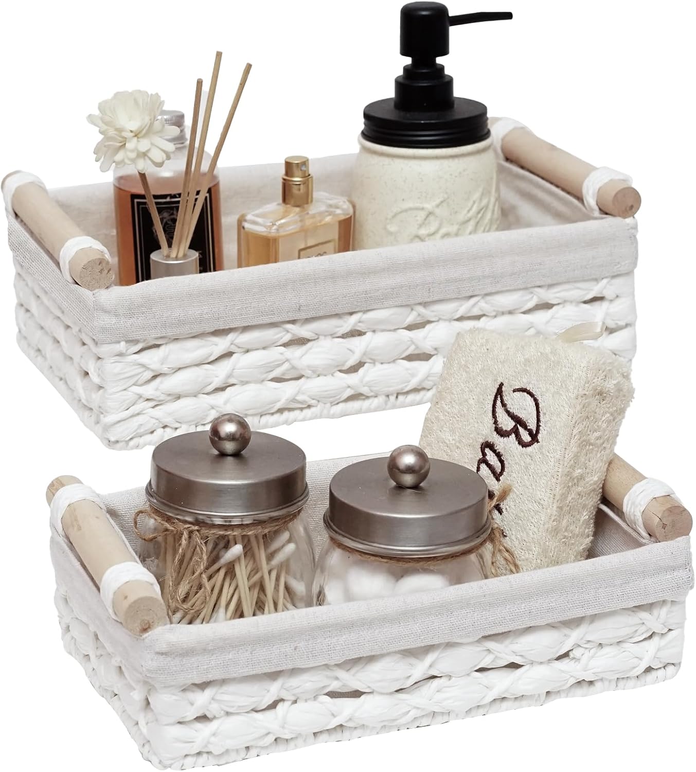 Storage Basket Wicker Baskets for Organizing with Handle Decorative Storage Bins...