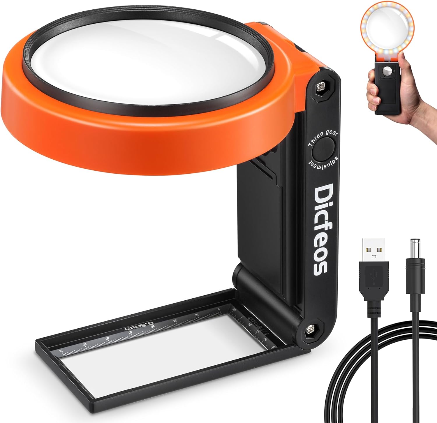 30X 40X Magnifying Glass with Light and Stand, Non...
