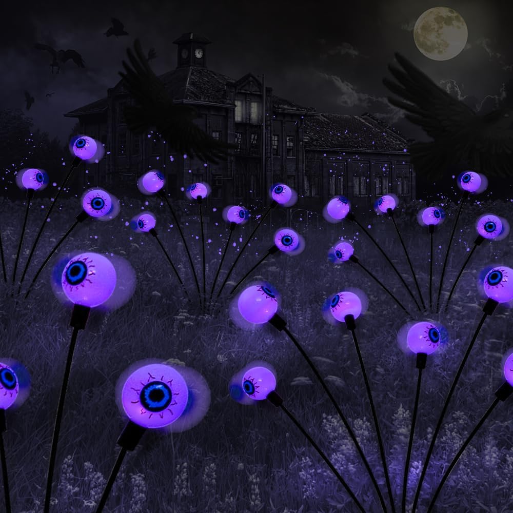 2PACK Scary Eyeballs Solar Garden Lights, Special Halloween Lights Outdoor, Inno...