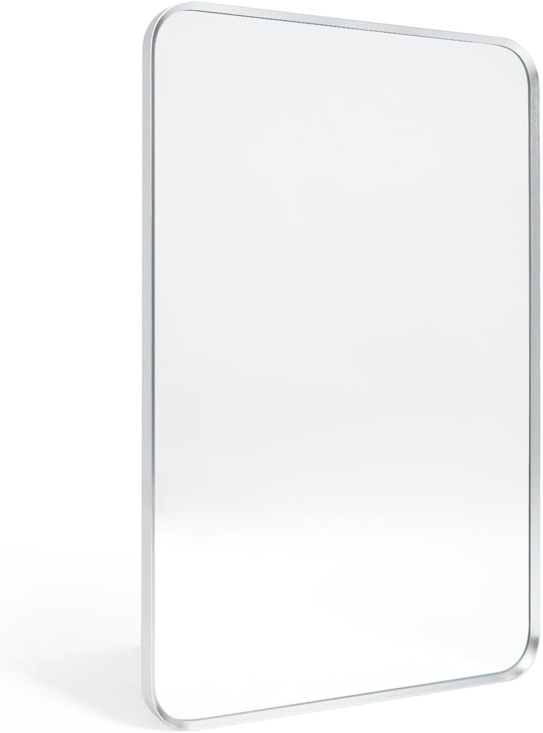 Wall Mount Mirror, Special Bathroom Mirror with Brushed Silver Metal Frame, Inno...