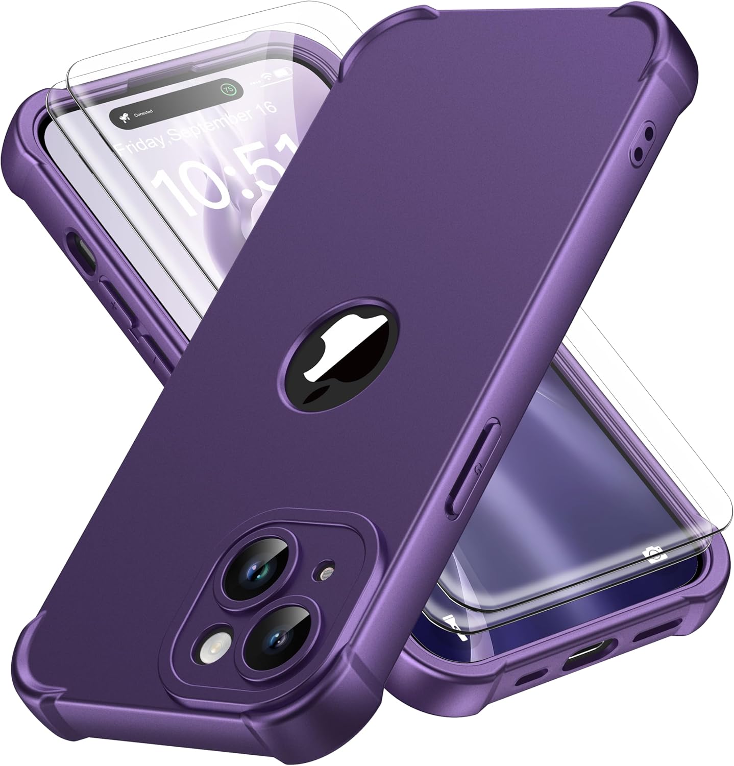 ORETECH Silicone Case for iPhone 15 Plus Case, with [2 x Tempered Glass Screen P...