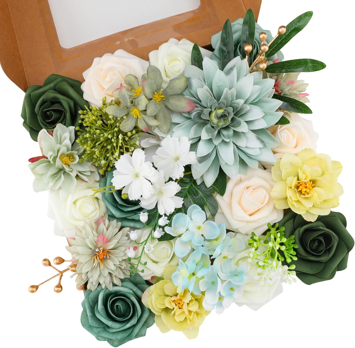 Floweroyal Artificial Flowers, Special Green Flowers Combo with Silk Flowers, In...