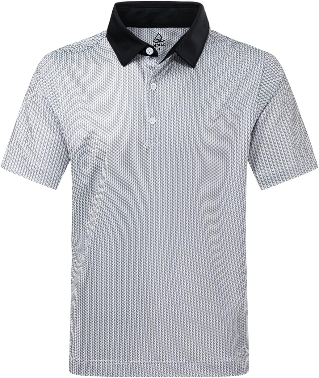 DEOLAX Mens Polo Shirts Fashion Print Mens Golf Sh...