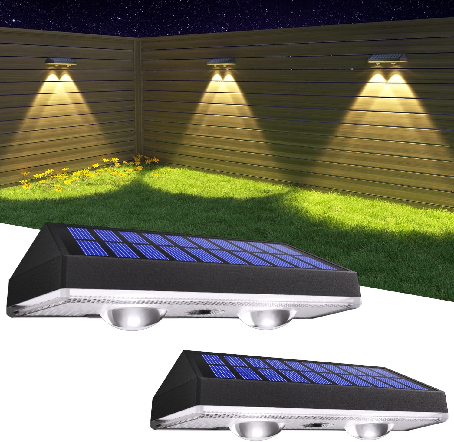 HAMLITE Solar Fence Lights Outdoor Garden,Solar Wall Lights Outdoor Waterproof,S...