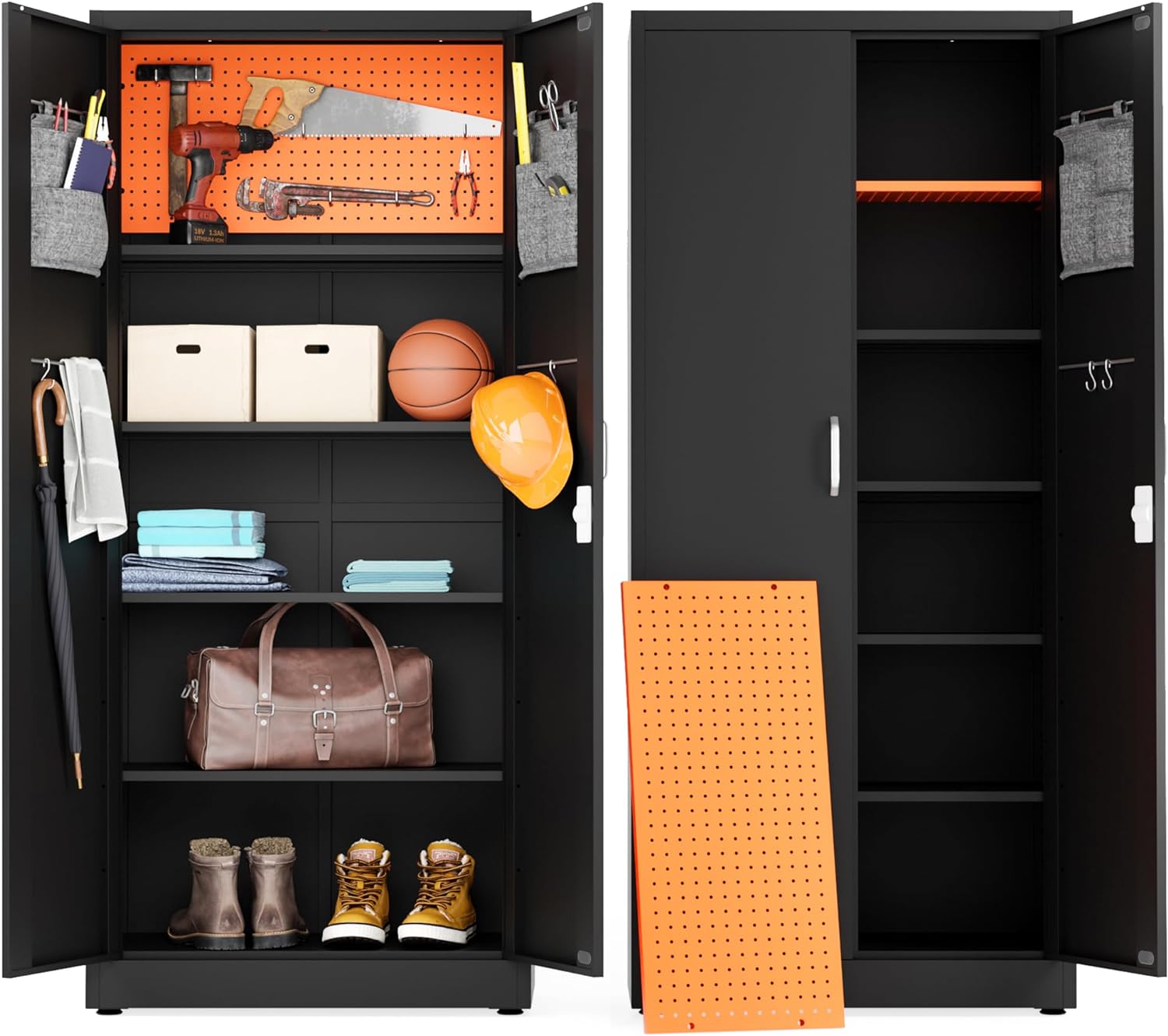 Locking Metal Storage Cabinet, Special Garage Storage Cabinet with Doors, Innova...