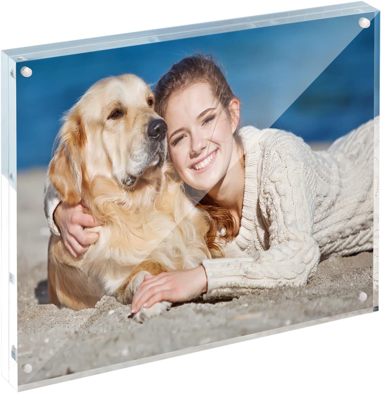 TWING Acrylic Picture Frame, Special 3.5x5 Inch Horizontal Magnet Double Sided P...