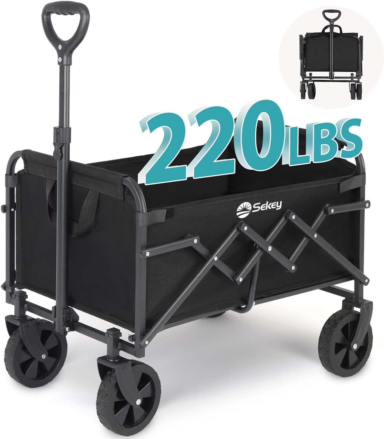 Sekey 100L Folding Camping Trolley, Special Heavy Duty Collapsible Garden Wagon,...