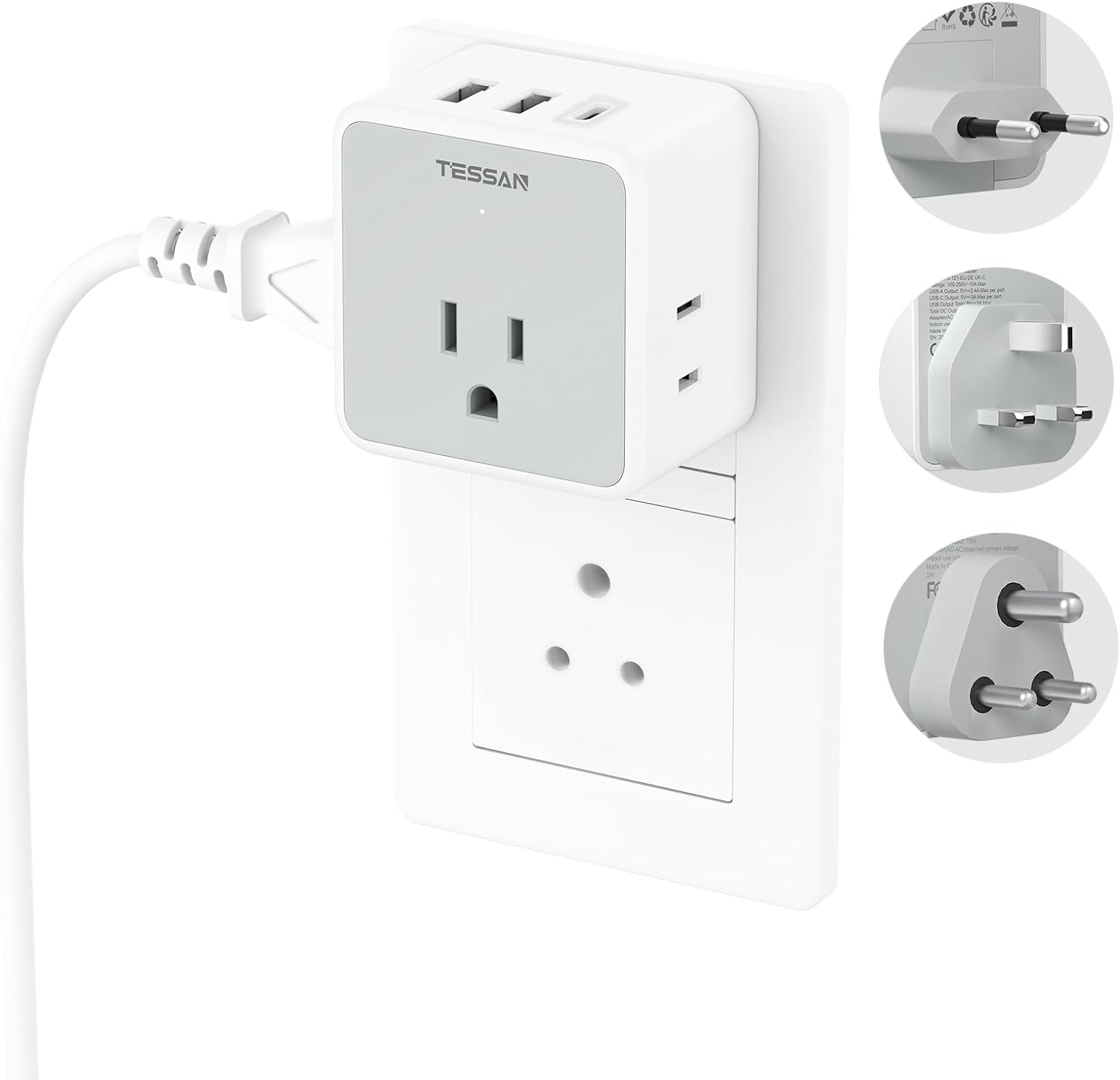 TESSAN Travel Plug Adapter Kit, Special International Detachable Converter with...