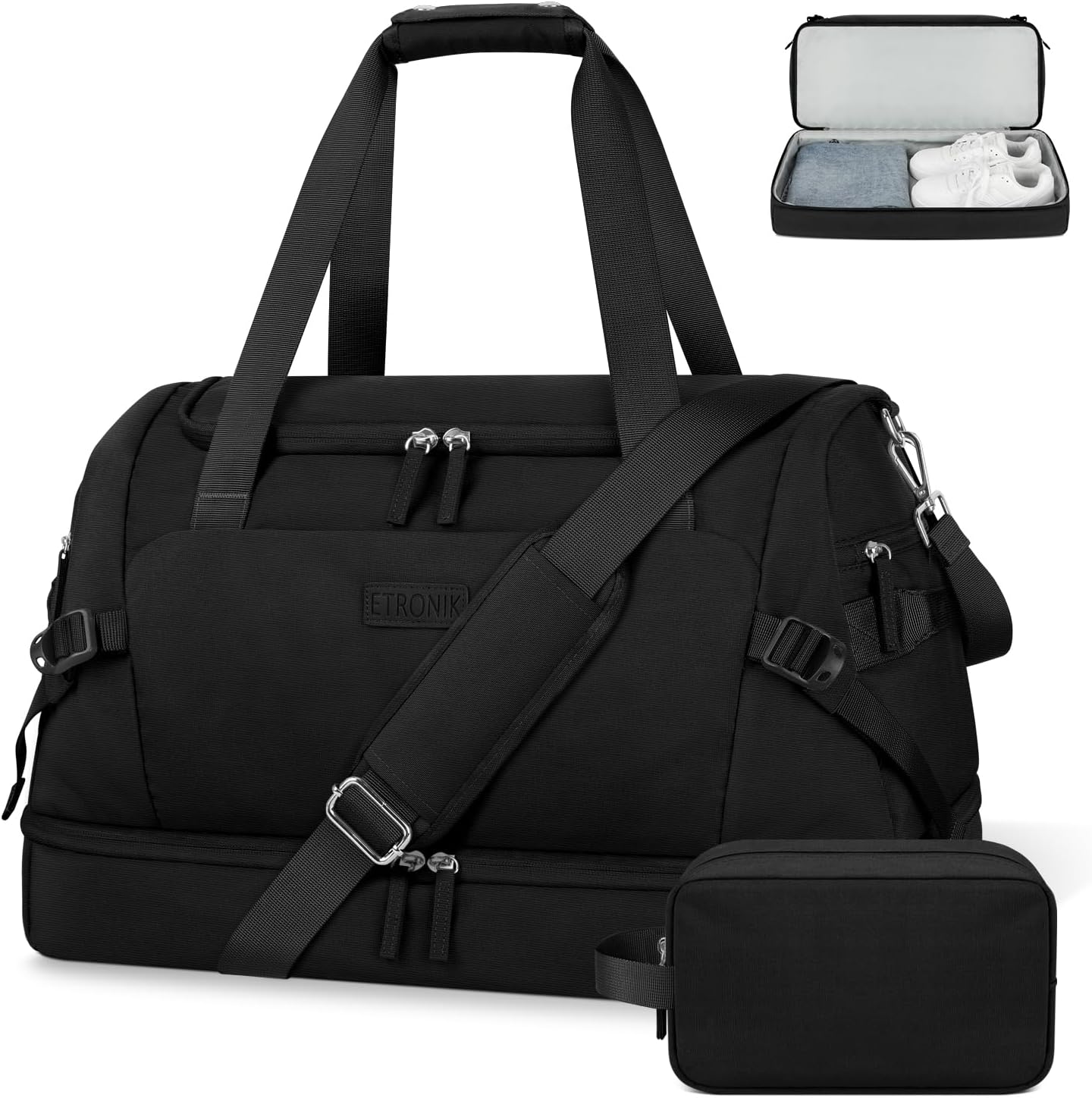ETRONIK Weekender Bag for Men Women, Travel Duffle Bags with Wet Pocket and Shoe...