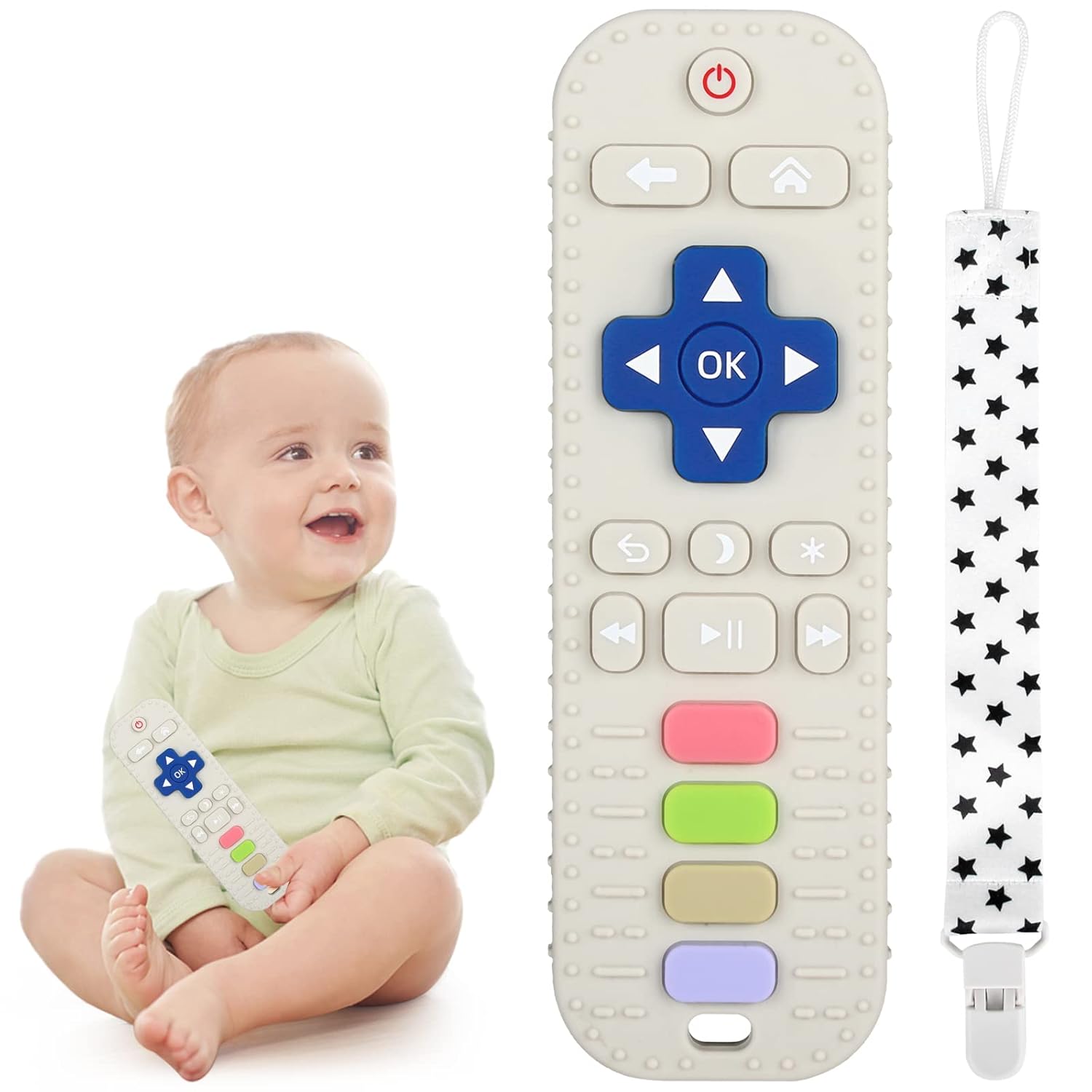 Chuya Silicone Baby Teether Toy TV Remote Control Shape Chew Toy for Babies 3+ M...