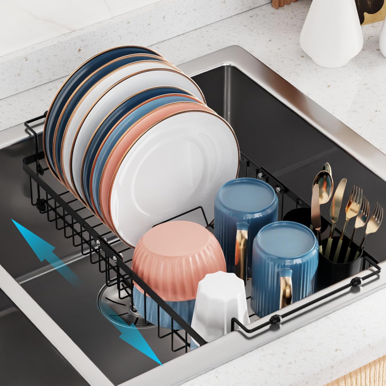 iSPECLE Dish Drying Rack - 3 Sizes Adjustable Larg...