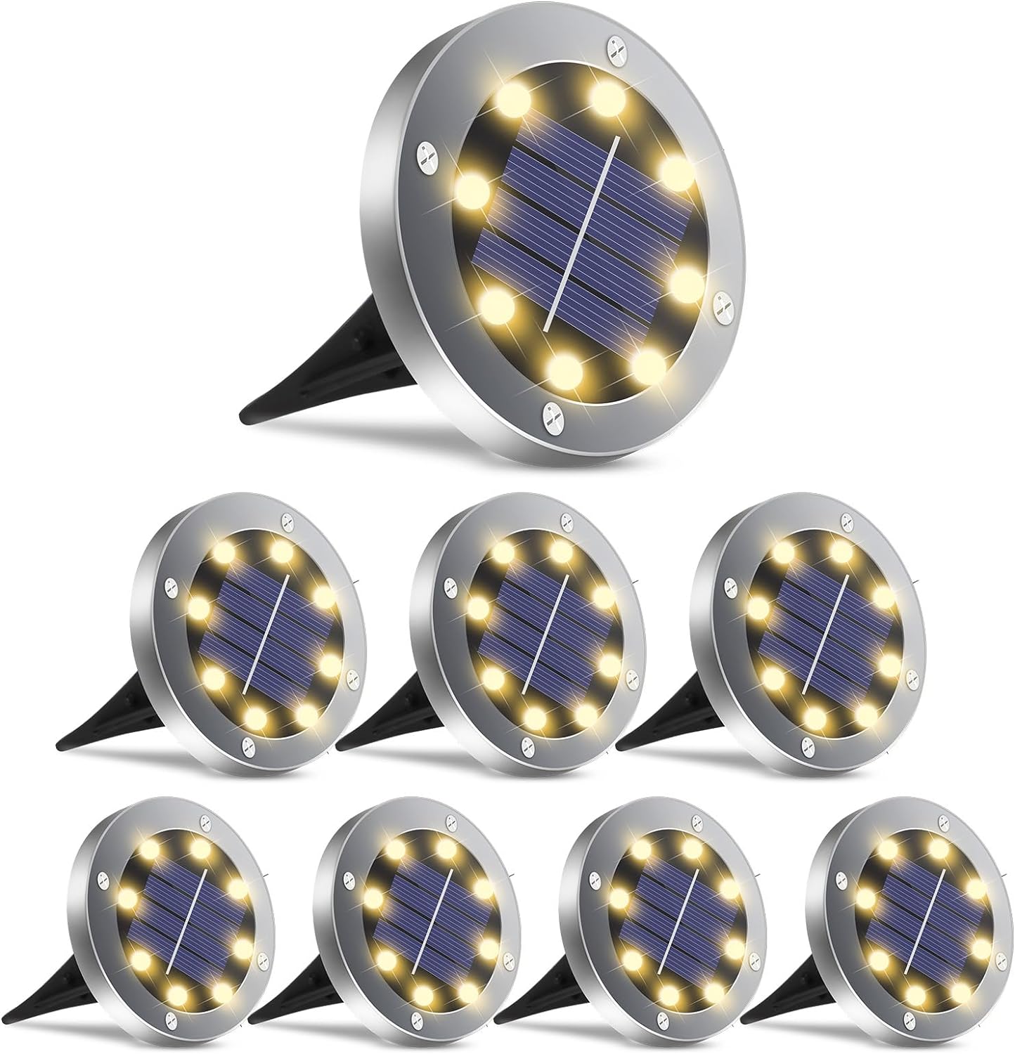 Solar Ground Lights 8Pack, Garden Solar Lights Outdoor Waterproof Solar Pathway...