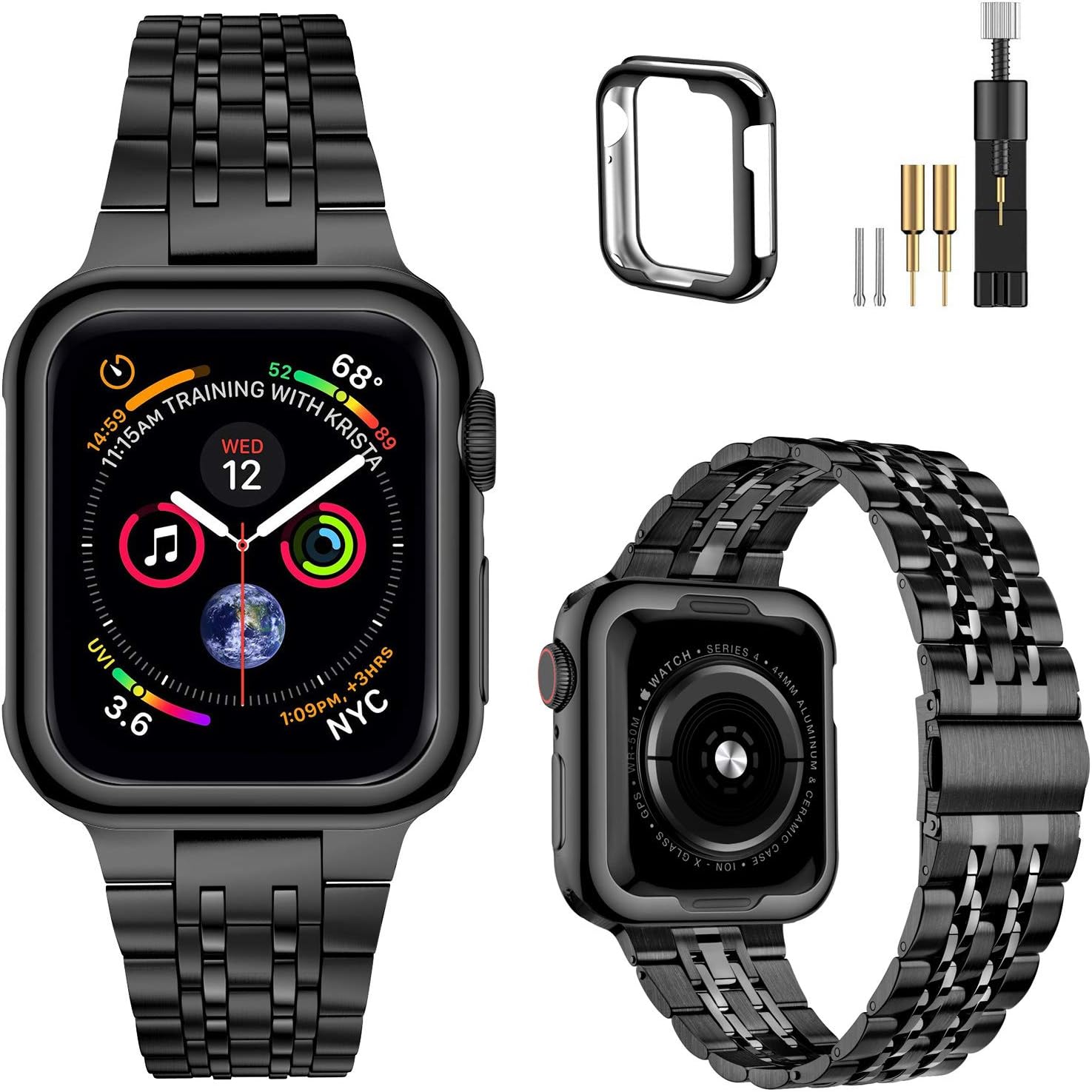 MioHHR Compatible with Apple Watch band 38mm 40mm 41mm 42mm 44mm 45mm 49mm, Soli...