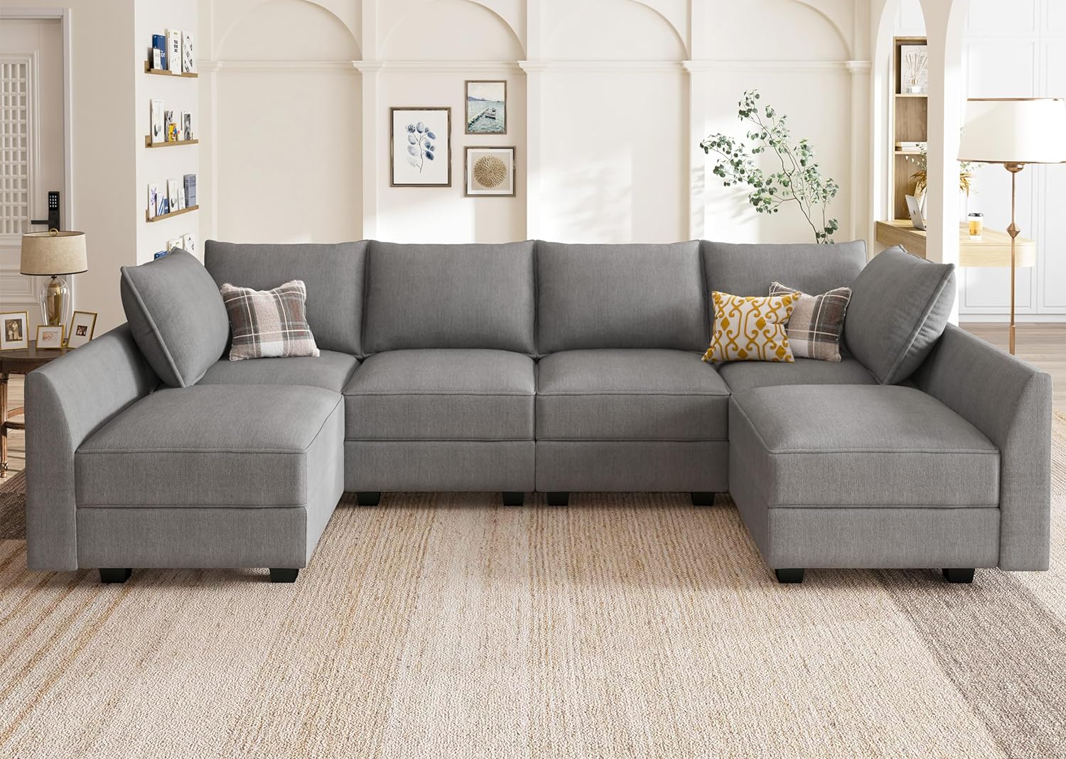 HONBAY Modular Sectional Sofa U Shaped Sectional Modular Sofa with Storage Conve...
