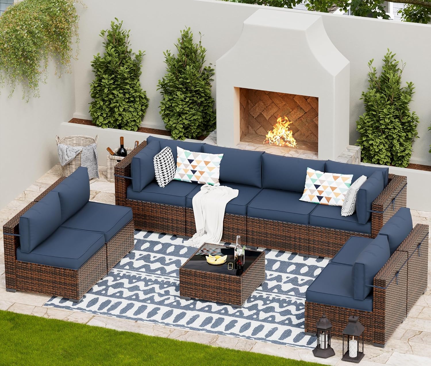 UDPATIO Patio Furniture Sets, Modular Rattan Outdoor Patio Sectional Furniture S...