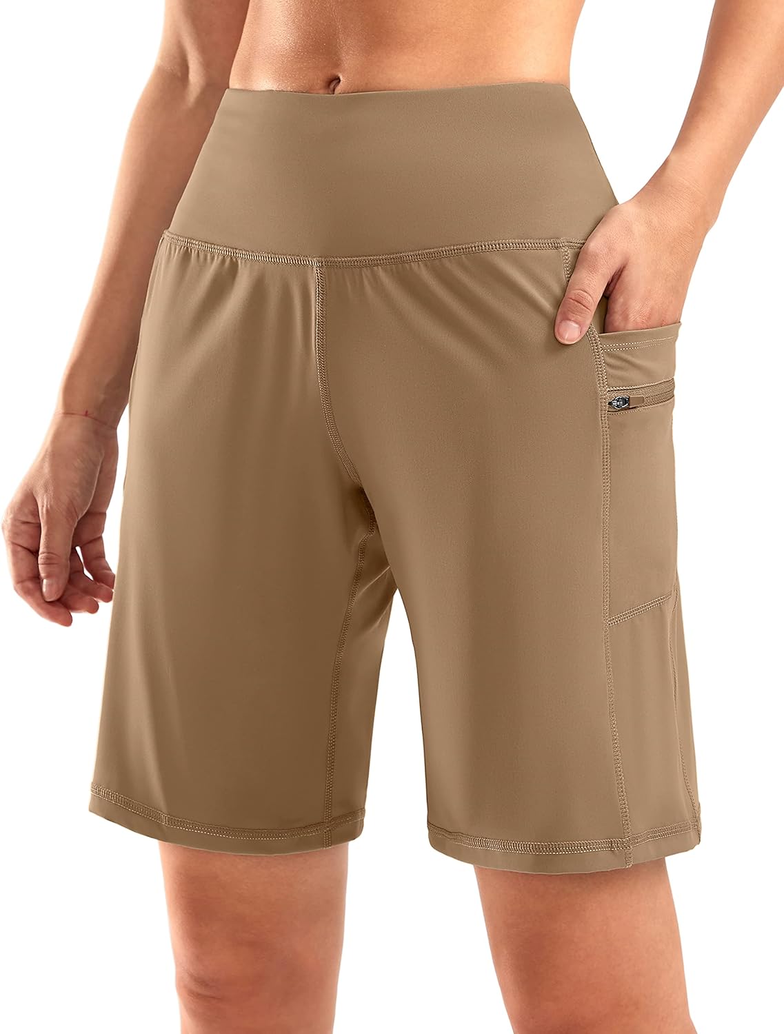 G Gradual Women's High Waisted 9" Bermuda Shorts with Zipper Pockets Athletic Wo...
