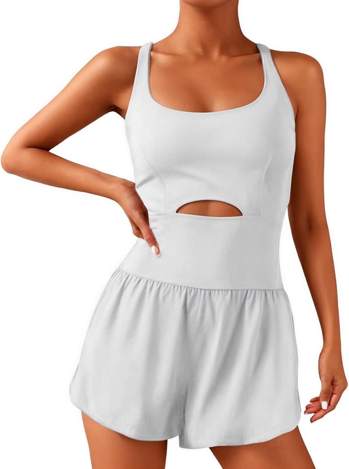 Wenlia Women Workout Romper Onesie with Padded Bras Sleeveless One Piece Outfits...