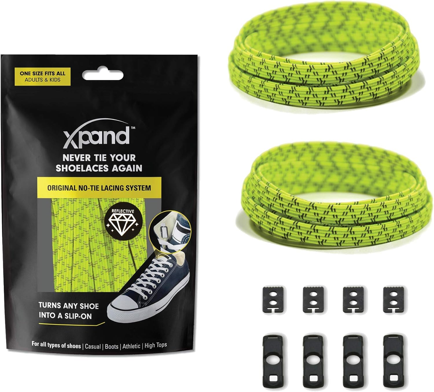 Xpand No Tie Shoelaces System, Special Elastic Laces for One Size Fits All, Uniq...