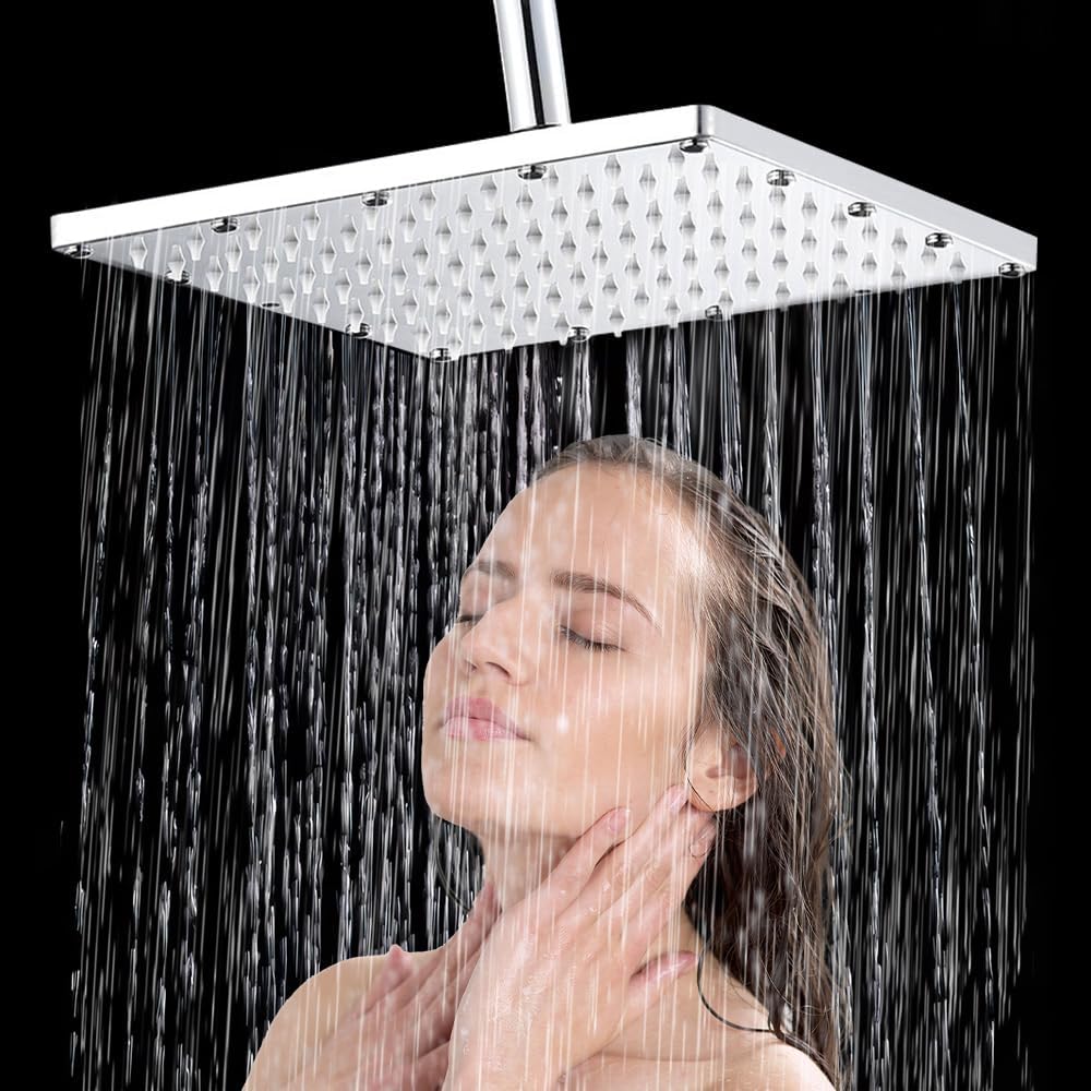 LONGHEXINA Shower Head High Pressure, Rainfall Shower Head 10 Inch, Replacement...