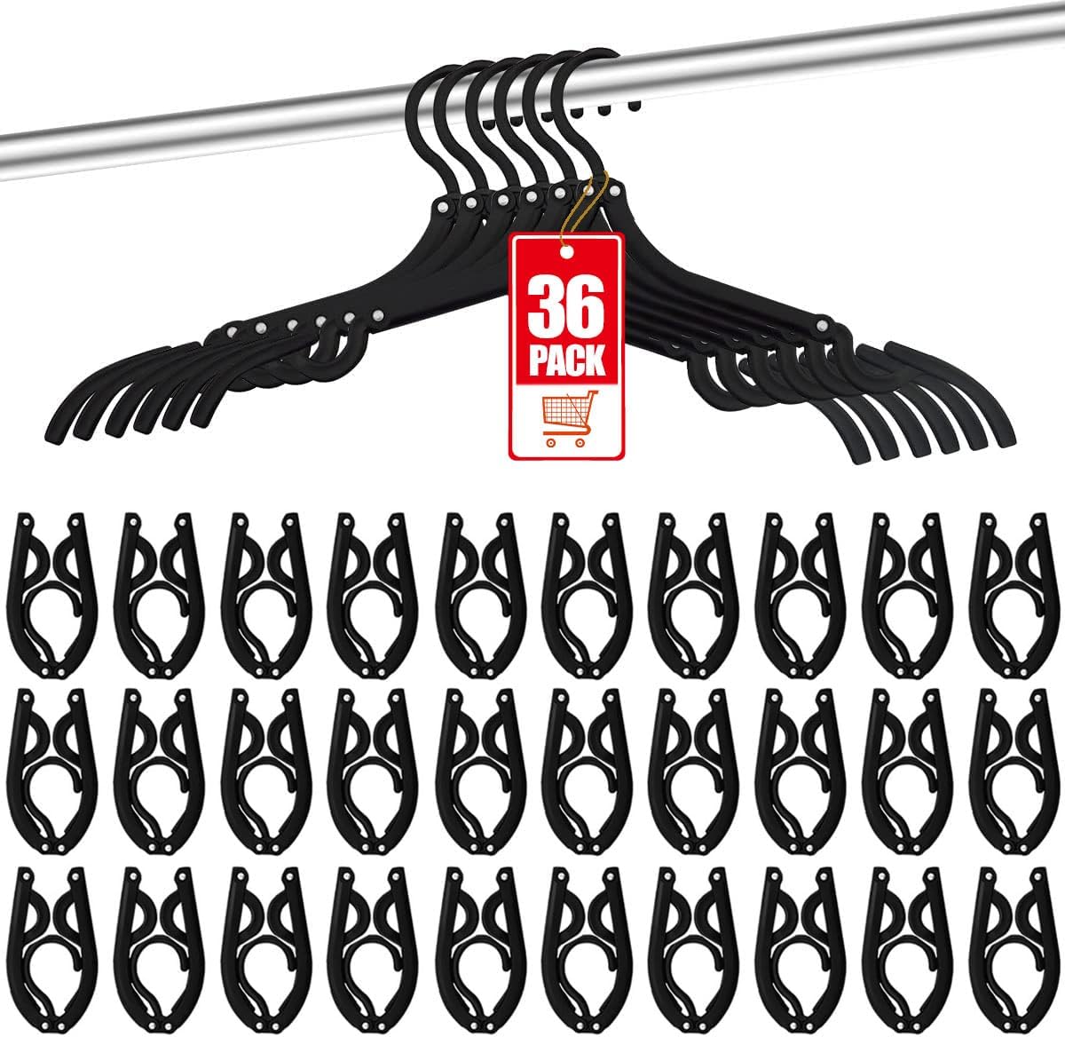 36 Pcs Travel Hangers, Special Travel Accessories with Portable Folding Clothes...