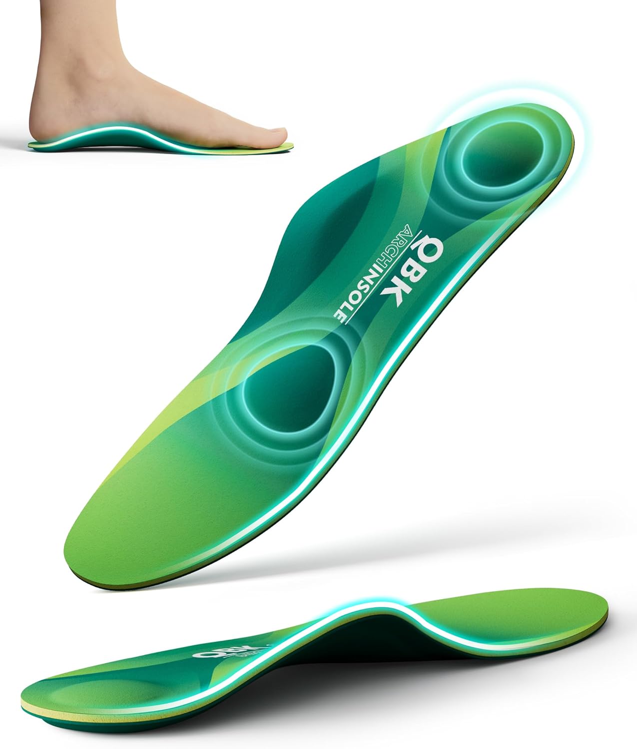 Plantar Fasciitis Insoles, QBK Arch Support Insoles, Achilles Tendonitis Relief,...